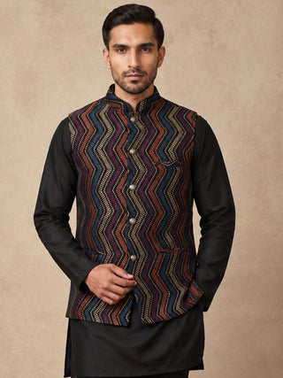 Embroidered Velvet Nehru Jacket