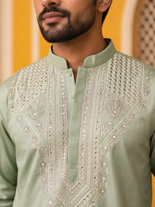 Embroidered Cotton Blend Kurta for Men
