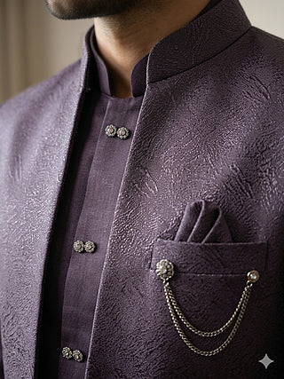 Men's Woven Design Indo-Western Set
