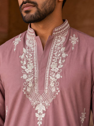 Embroidered Japanese Fabric Kurta with Korean Pants