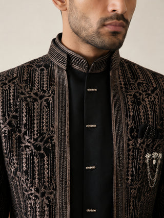 Men's Velvet Embroidered Indo-Western Set