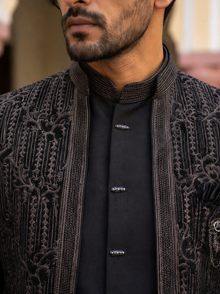 Men's Velvet Embroidered Indo-Western Set