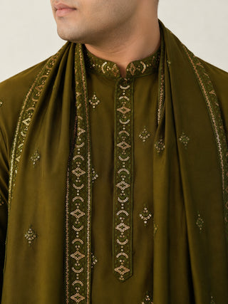Embroidered & Sequin Kurta Pyjama With Dupatta