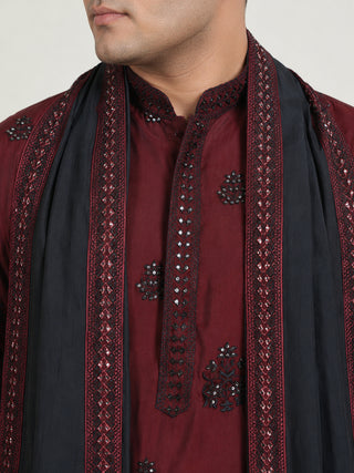 Embroidered & Sequin Kurta With Dupatta