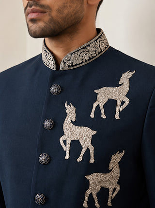Deer Embroidered Japanese Fabric Indo-Western Set