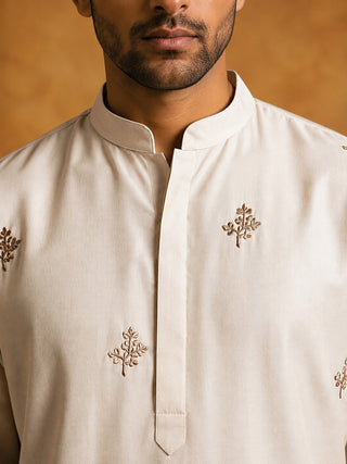 Silk Blend Embroidered Kurta for Men