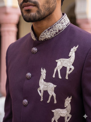 Deer Embroidered Japanese Fabric Indo-Western Set