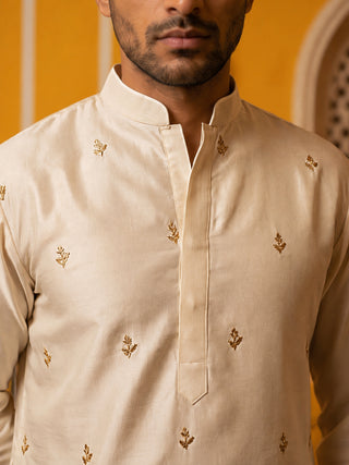 Silk Blend Embroidered Kurta for Men