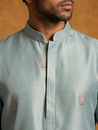 Silk Blend Embroidered Kurta for Men