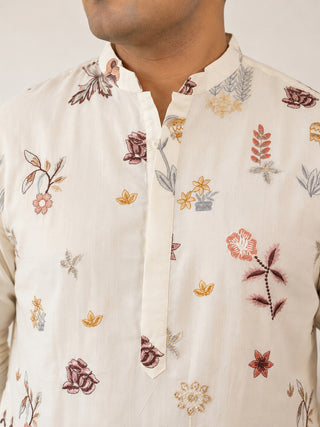 Floral Embroidered and Sequins Kurta Set