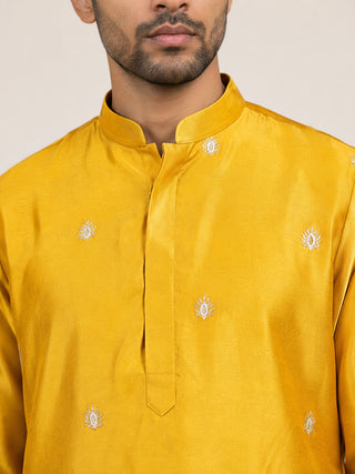 Silk Blend Embroidered Kurta & Korean Pants Set