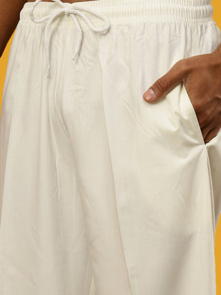 Silk Blend Embroidered Kurta & Korean Pants Set