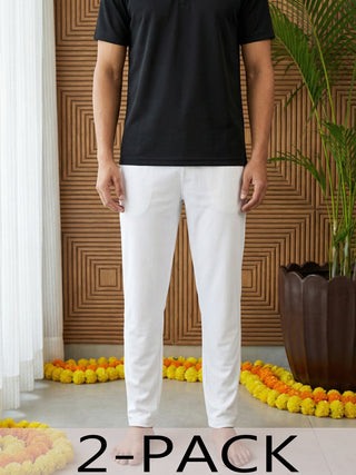 Men Pack of 2 Solid Cotton Pyjamas