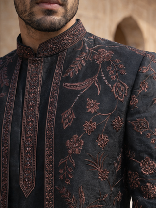 Men Embroidered Cotton Blend Indo-Western Set