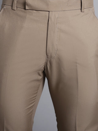Indian Needle Men's Beige Tapered Fit Formal Trousers