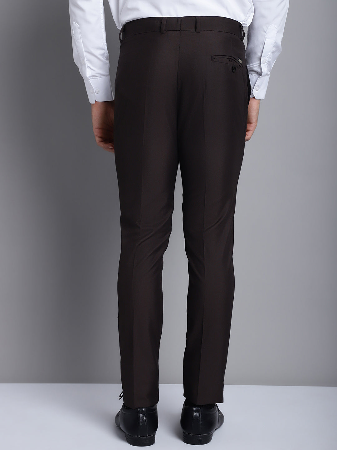 Jainish Men's Coffee Tapered Fit Formal Trousers