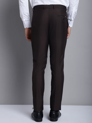 Indian Needle Men's Coffee Tapered Fit Formal Trousers
