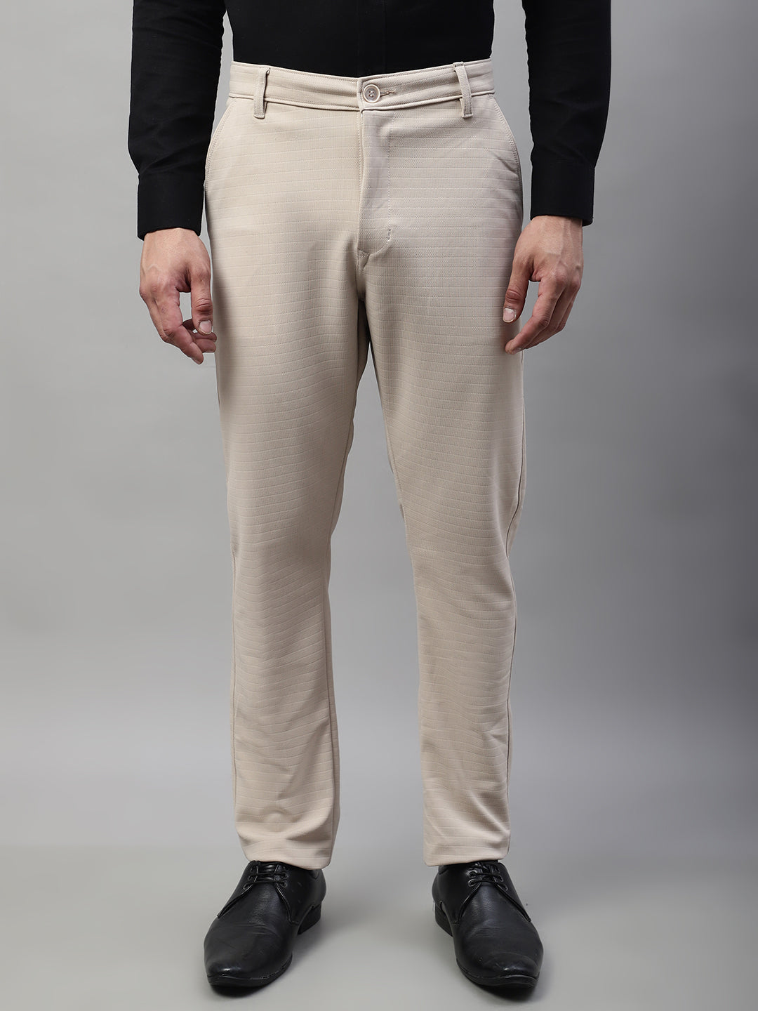 Indian Needle Men's Cream Tapered Fit Formal Trousers – Jompers