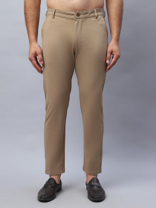 Tapered Fit  Solid Trousers For Men