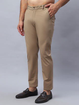 Tapered Fit  Solid Trousers For Men