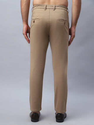 Tapered Fit  Solid Trousers For Men