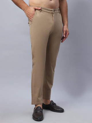 Tapered Fit  Solid Trousers For Men