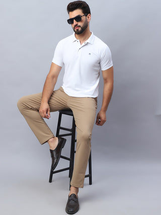 Tapered Fit  Solid Trousers For Men