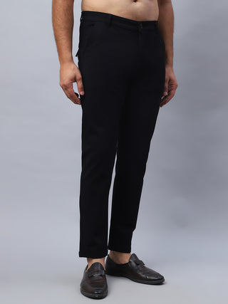 Tapered Fit  Solid Trousers For Men