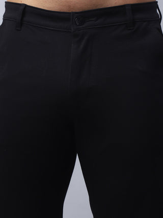 Tapered Fit  Solid Trousers For Men