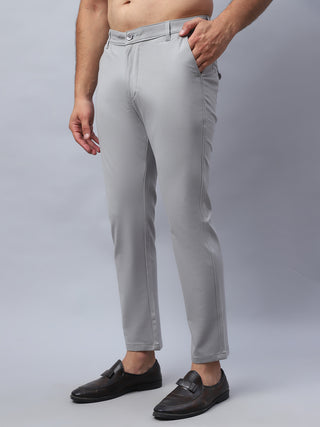 Tapered Fit  Solid Trousers For Men