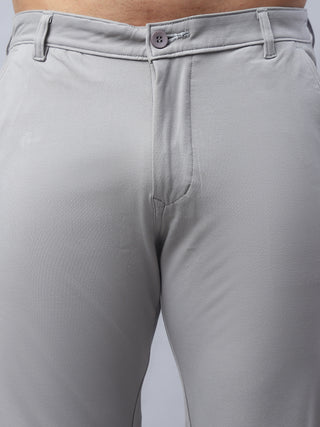 Tapered Fit  Solid Trousers For Men