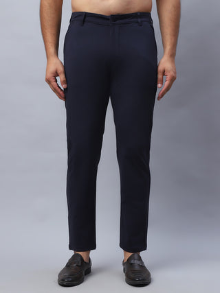 Tapered Fit  Solid Trousers For Men