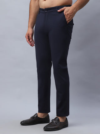 Tapered Fit  Solid Trousers For Men