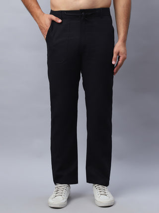 Straight Fit  Solid Trousers For Men