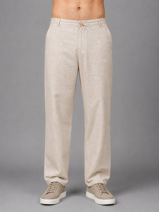 Linen Relaxed-Fit Regular Trousers for Men