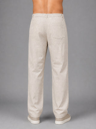 Linen Relaxed-Fit Regular Trousers for Men
