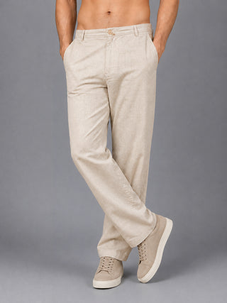 Linen Relaxed-Fit Regular Trousers for Men