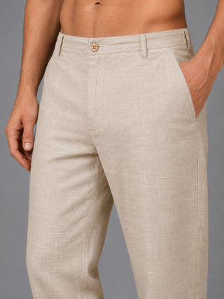 Linen Relaxed-Fit Regular Trousers for Men