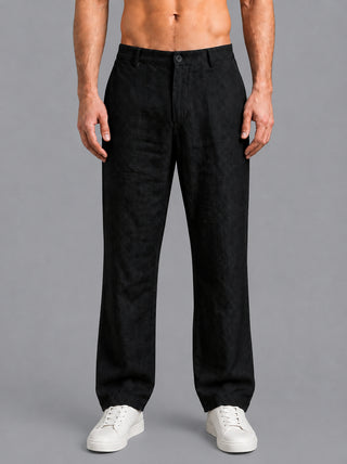 Linen Relaxed-Fit Regular Trousers for Men