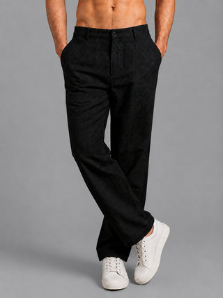 Linen Relaxed-Fit Regular Trousers for Men