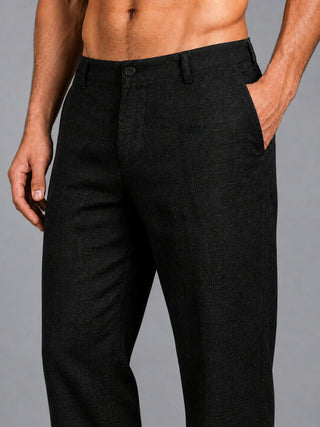 Linen Relaxed-Fit Regular Trousers for Men