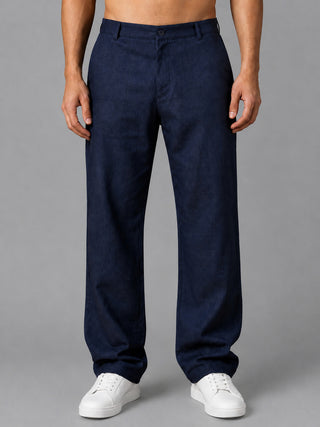 Linen Relaxed-Fit Regular Trousers for Men