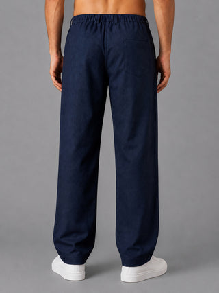 Linen Relaxed-Fit Regular Trousers for Men