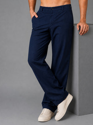 Linen Relaxed-Fit Regular Trousers for Men