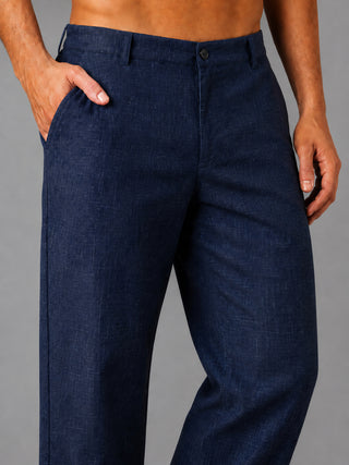 Linen Relaxed-Fit Regular Trousers for Men