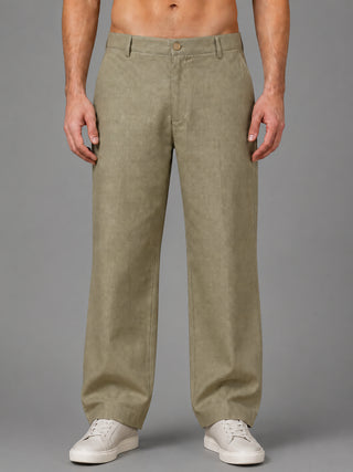 Linen Relaxed-Fit Regular Trousers for Men