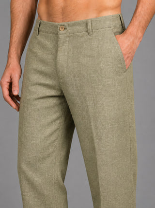 Linen Relaxed-Fit Regular Trousers for Men