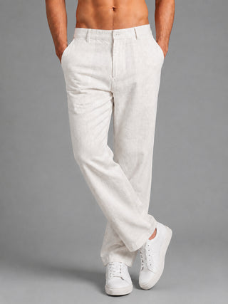 Linen Relaxed-Fit Regular Trousers for Men
