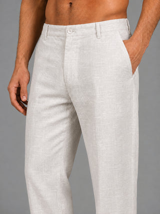Linen Relaxed-Fit Regular Trousers for Men