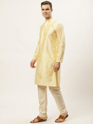Men's Woven Design Nehru Jacket and Kurta Pyjama Set